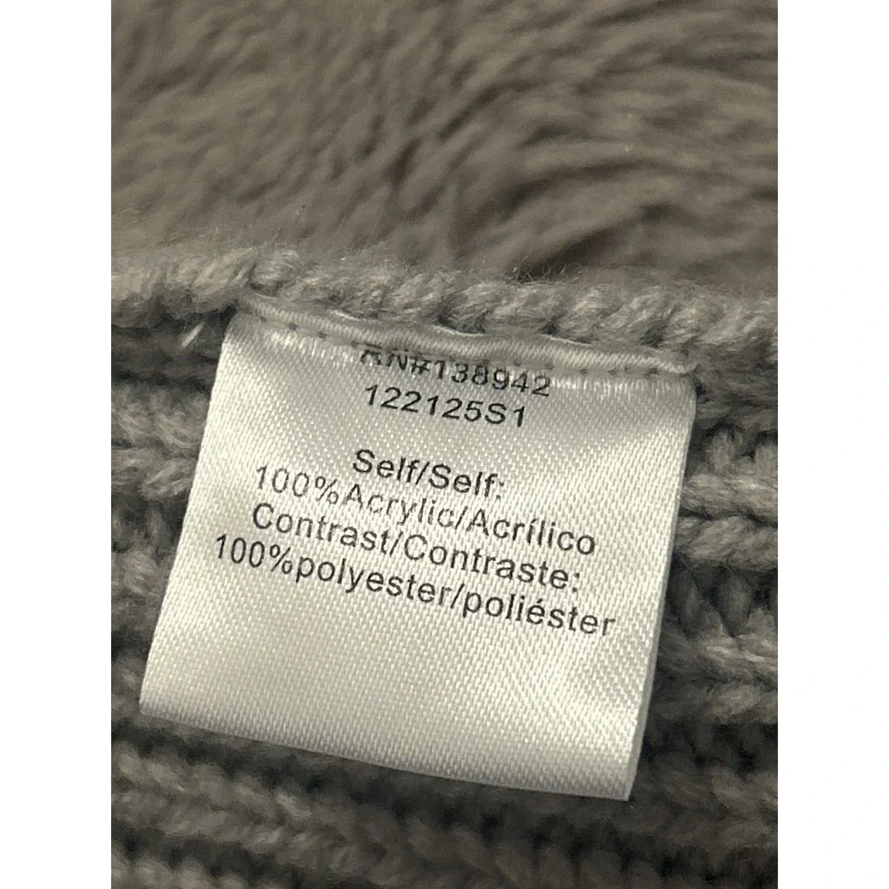 OnTwelfth Faux‎ Shearling Open Front Cardigan Jacket Sweater Grey Women's Medium